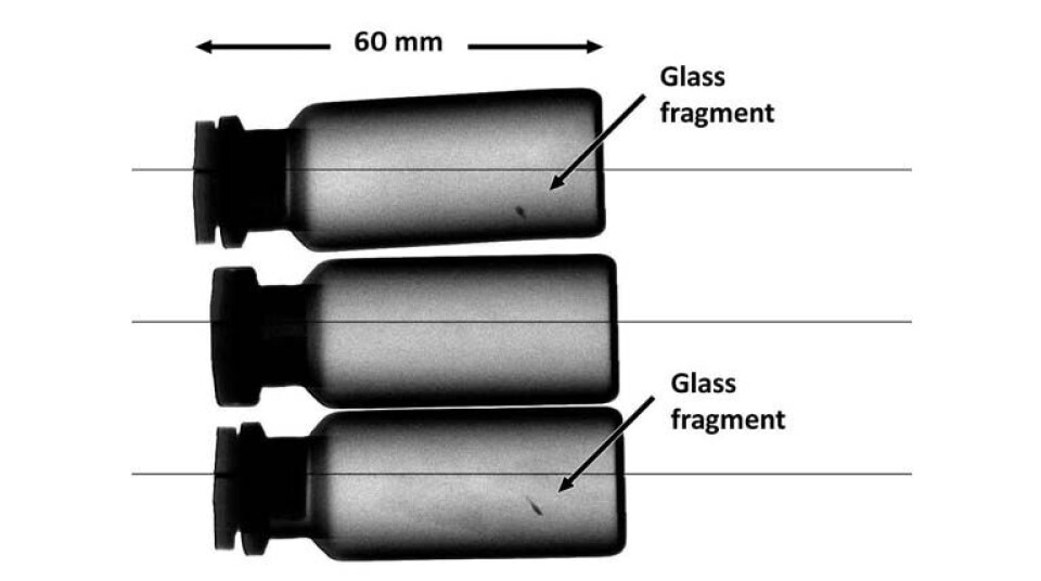 SMÅPLINTER: Den prisbelønte teknologien finner også de små glassplintene i produkter som er emballert nettopp i glass.