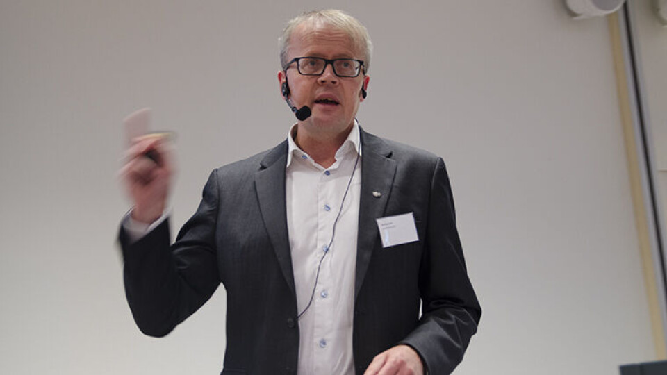 Vil ha helsefokus i matproduksjonen: Ola Hedstein i Norsk Landbrukssamvirke under konferansen Fremtidsmat. (Foto: Synnøve Prytz Berset)