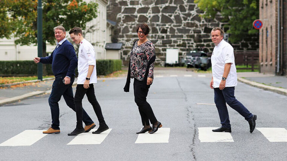 Mateksperter: Finalen i Det Norske Måltid 2017 nærmer seg. Fra venstre: Einar Risvik, Christer Rødseth, Trine Sandberg og Jørn Lie. (Foto: Kristin Austigard)