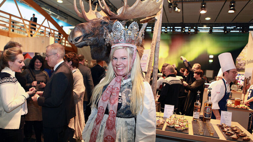 Fredag åpner landbruks- og matminister Jon Georg Dale den norske standen på Grüne Woche 2018 i Berlin. Her er Line Svalastog Skinnes som promoterte gründerprosjektet 'The wedding village' under fjorårets Grüne Woche. (Foto: Vidar Alfarnes)