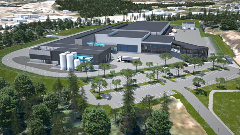 NYTT ANLEGG: Tine får Enova-støtte for å bygge et fremtidsrettet klimavennlig produksjonsanlegg på Flesland i Bergen. (Illustrasjon: Tine)