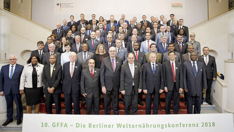 GLOBALT FORUM: Landbruks- og matminister Jon Georg Dale deltok på Global Forum for Food and Agriculture med over 70 landbruksministre. (Foto: GFFA/Federal Ministry of Food and Agriculture (Germany).)