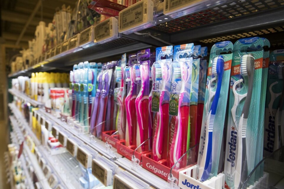 Hyller med hygieneartikler på Coop på Skøyen i Oslo. Illustrasjonsfoto: Terje Pedersen, NTB
