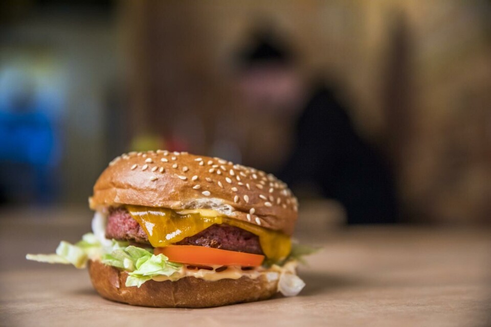 Dette er en plantebasert burger, men om enkelte EU-parlamentarikere får det som de vil, får ikke selskapet Beyond Meat kalle det en burger lenger. Foto: Ole Berg-Rusten, NTB