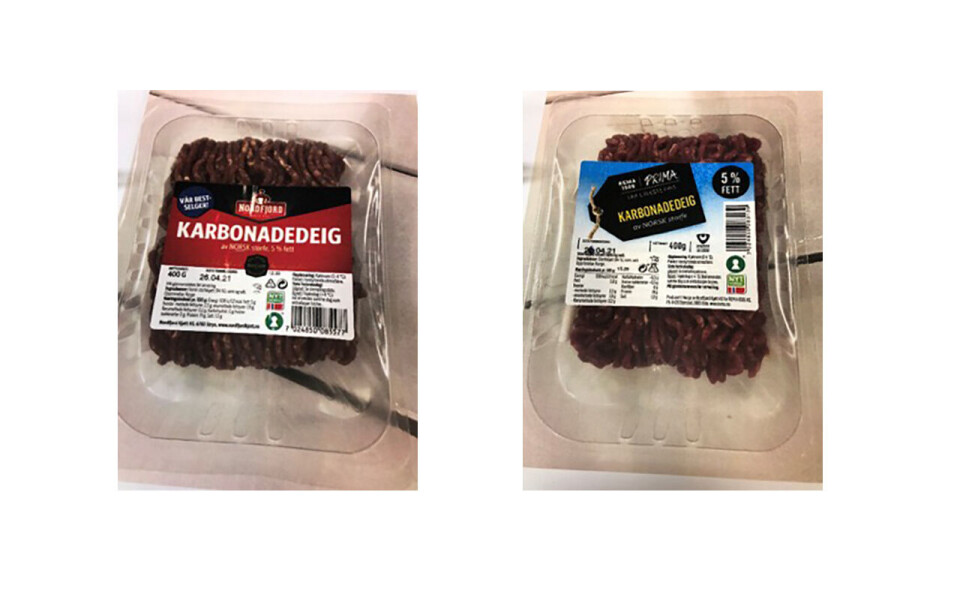 Nordfjord karbonadedeig 400 gram og Prima karbonadedeig 400 gram, begge med siste forbruksdato 26. april 2021, trekkes tilbake.