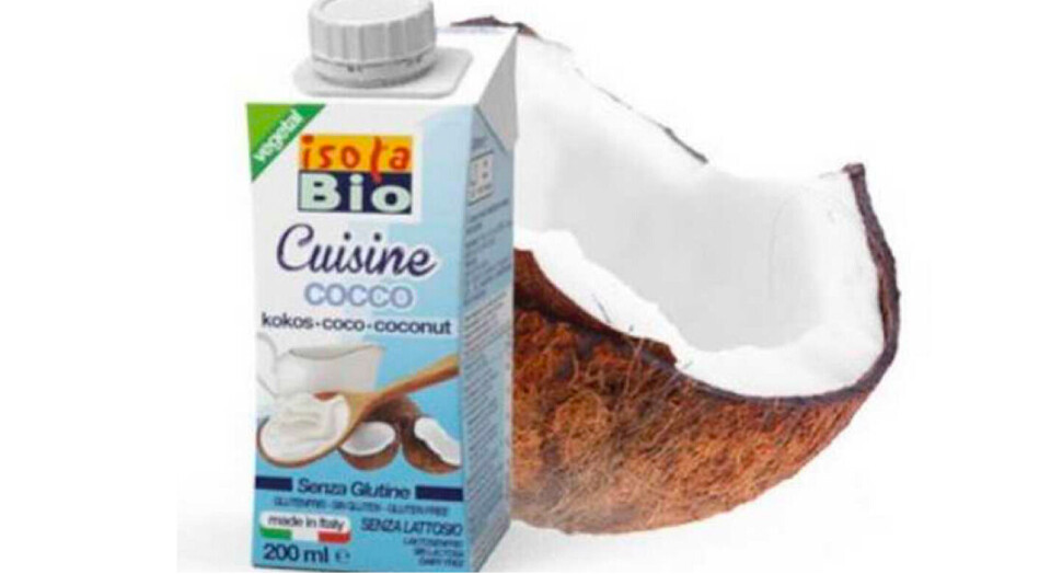 Norganic AS trekker tilbake det økologiske, veganske produktet IsolaBio Cuisine Cocco fra Italia. Årsaken er at det er funnet etylenoksid i tilsetningsstoffet guarkjernemel. Foto: Norganic AS, NTB