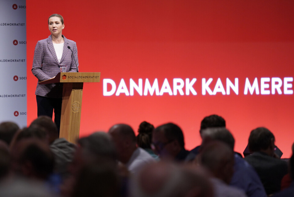 Frederiksen holdt tale på sosialdemokratenes kongress i Aalborg lørdag. Foto: Henning Bagger, Ritzau Scanpix via AP / NTB