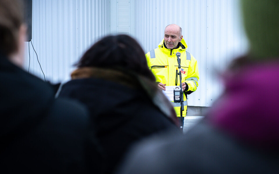 Foto Konsernsjef Gunnar Hovland under åpningen. Foto: Andreas Fause