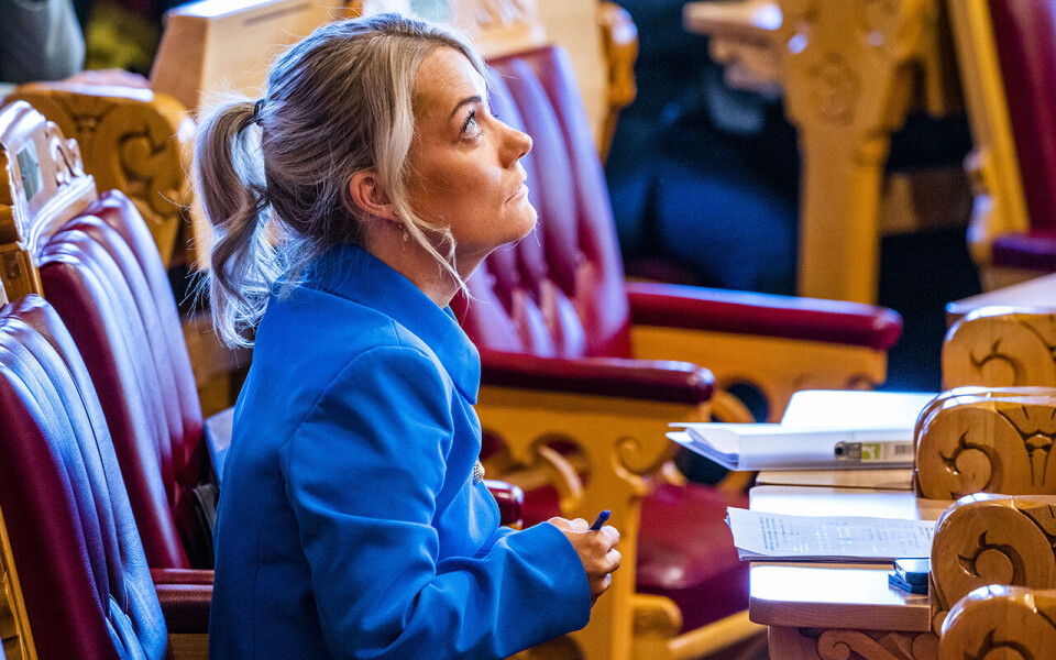 Landbruks- og matminister Sandra Borch (Sp) i den muntlige spørretimen i Stortinget onsdag.