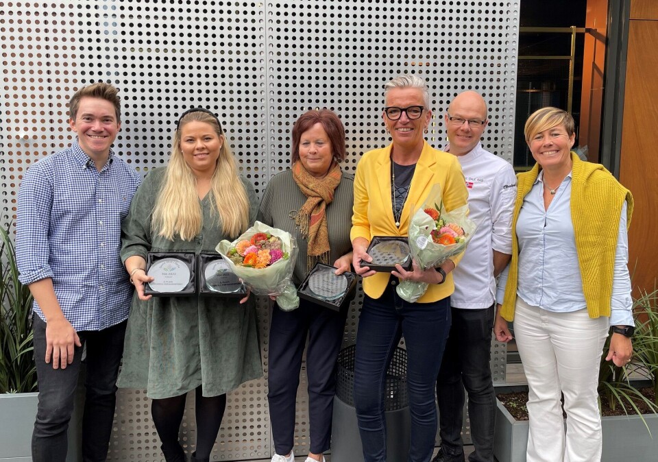 Foto Christer Rødseth, Sandra Børresen (konsept-og markedsansvarlig, Systemkjøp AS), Kjersti Karstensen (Go2Grill Rich Bar i Sarpsborg), Katherin Hansen (Go2Grill Bjørns gatejøkken, Holmestrand), Kjetil Dale Aas i Baker- og Konditorbransjens Landsforening og Trude H. Nordli i Sjømat Norge.