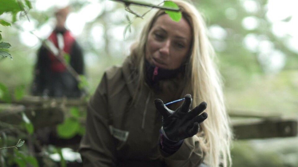 Foto Christine Molvik fra Ragn-Sells har funnet et plastrør fra en Q-tips som sannsynligvis har blitt kastet i toalettet en gang i tiden. (Foto: Zpirit)