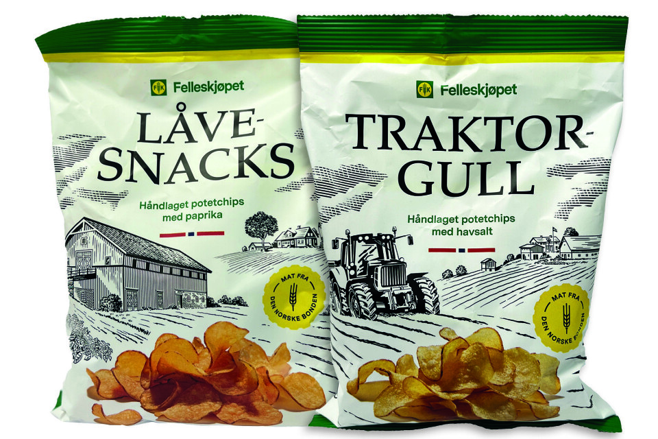 Foto Felleskjøpets egen potechips kommer med smak av havsalt og paprika. Foto: Felleskjøpet