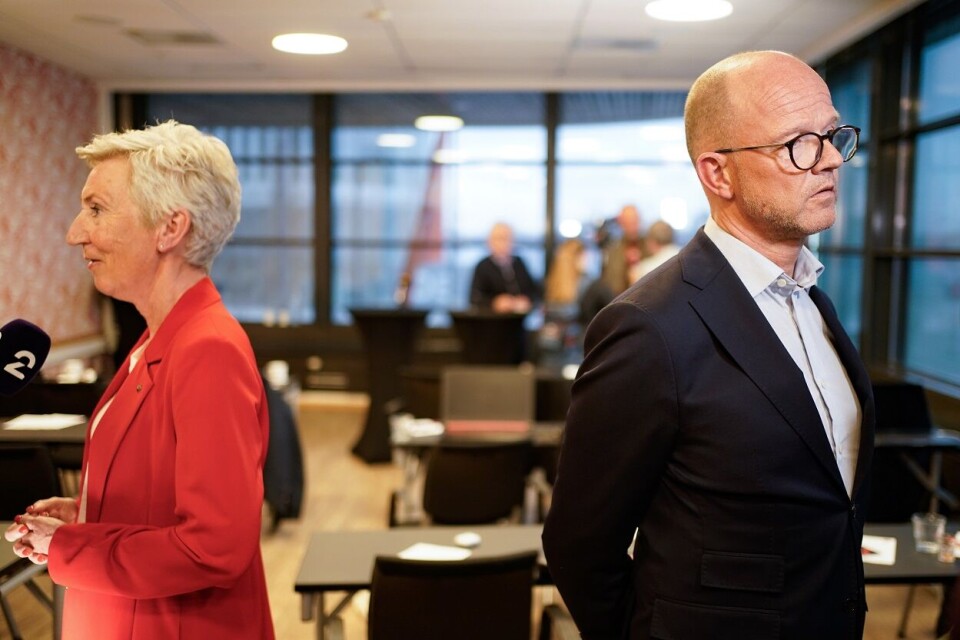 LO-leder Peggy Hessen Følsvik og NHO-sjef Ole Erik Almlid greide ikke å bli enige under meklingen. Dermed blir det streik fra mandag morgen av, for første gang i et mellomoppgjør. Foto: Terje Pedersen | NTB