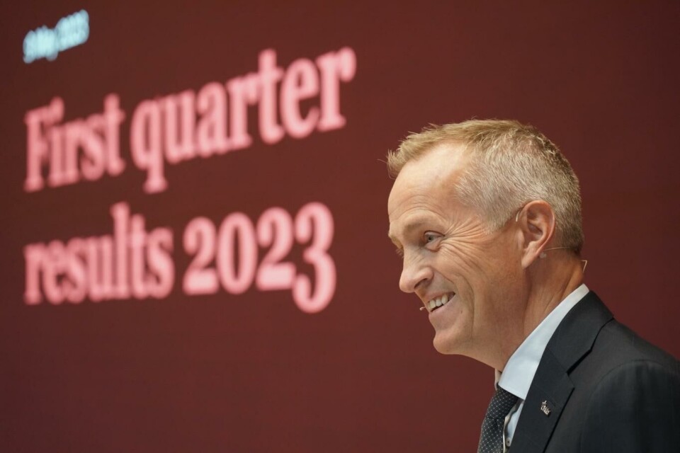 Administrerende direktør i Orkla ASA, Nils Setle, under presentasjonen av selskapets resultat etter første kvartal.