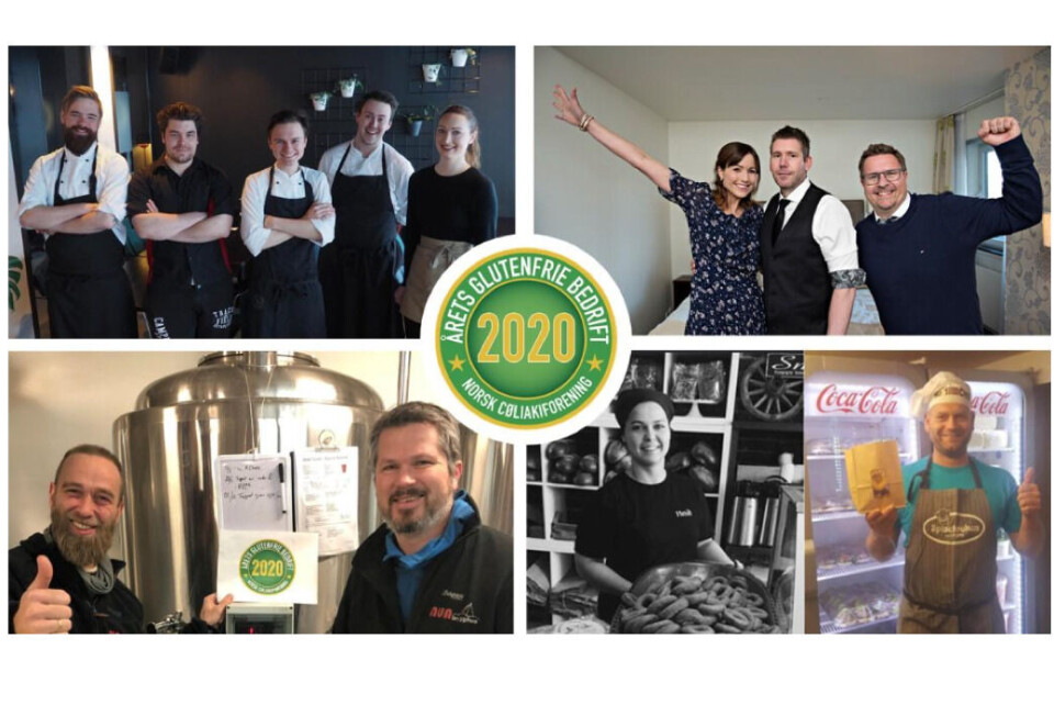 Vinnerne av Årets glutenfrie bedrift 2020 er produsentene Elda Bakeri i Sandnes og Brygghuset Nua i Mandal, konditoriet Spisekroken Evje og restauranten Fugl Føniks i Ørsta.
