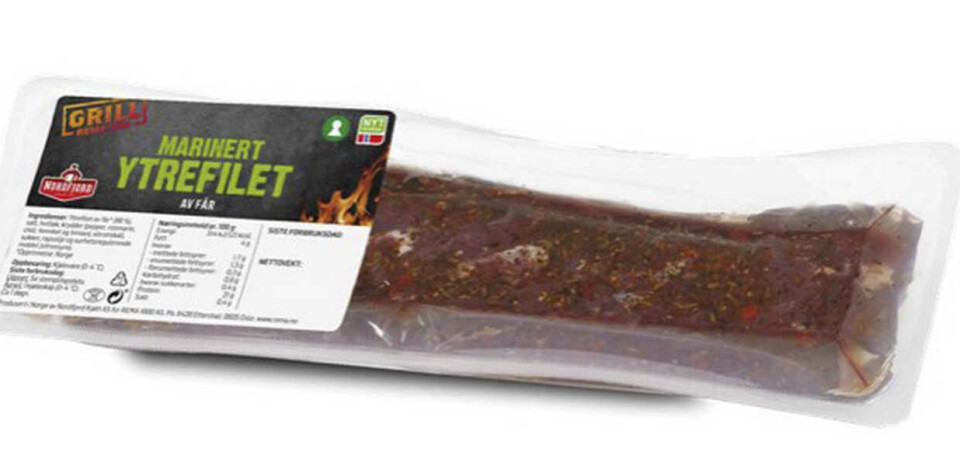 Nordfjord Kjøtt A/S trekker tilbake produktet «Marinert Ytrefilet av Får» med siste forbruksdag 06.07.20. Årsaken er feilmerking. Pakkene inneholder marinert svinefilet, og inneholder det udeklarerte allergenet soya. Foto: Mattilsynet, NTB scanpix
