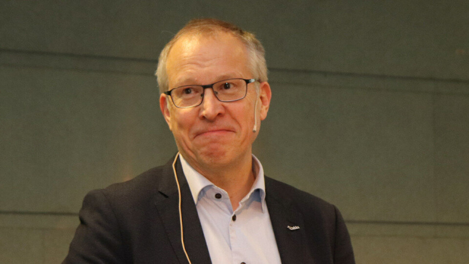 Håkon Mageli fra Orkla på scenen under Sunnhetskonferansen 2018 i Næringslivets hus.